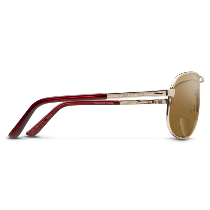 Aviator Reader, Gold + Polarized Brown 2.00 Lens, hi-res