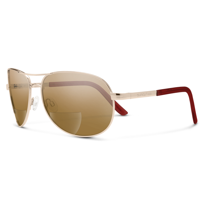 Aviator Reader, Gold + Polarized Brown 2.50 Lens, hi-res
