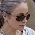 Aviator Reader, Gold + Polarized Brown 2.00 Lens, hi-res